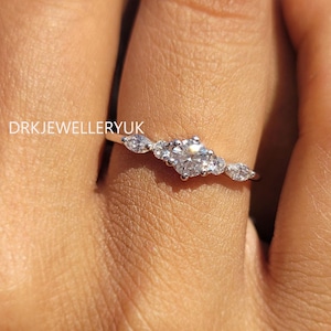 Dainty Lab Grown Diamond Wedding Ring, 18K Gold Antique Style Ring, Minimalist Promise Ring For Women, CVD Diamond Tiny Ring, Gift For Wife
