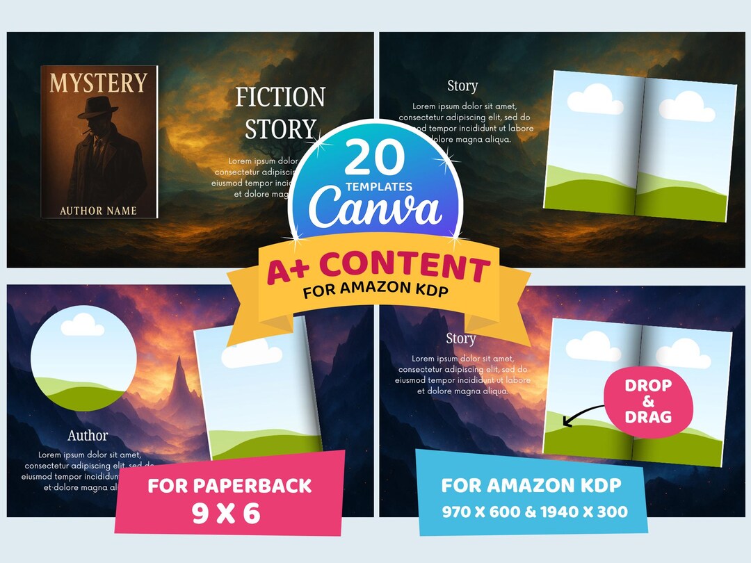 Amazon KDP A+ Content – 6x9 Book Mockup Template | Fiction Theme ...