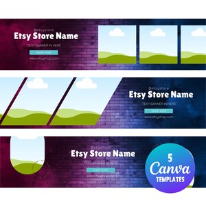 5 Etsy Shop Banner Templates, Canva Editable Mockups with Master Resell Rights, Done-For-You Templates, Customizable Banner Mockup Bundle