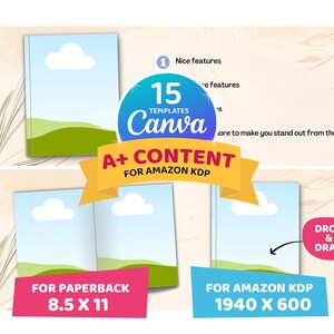 Canva paperback amazon kdp A+ Content template 8.5 x 11 inch