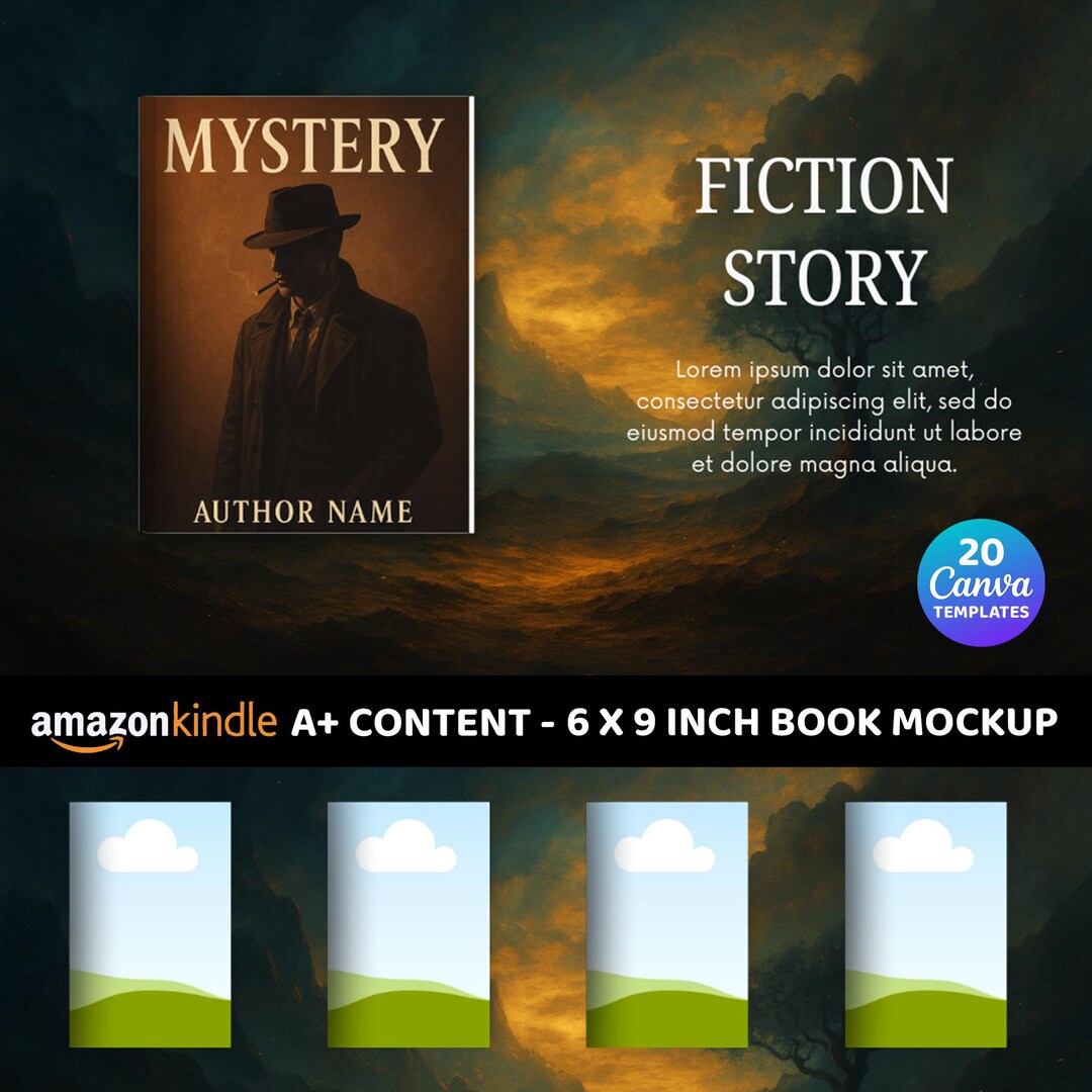Amazon KDP A+ Content 6x9 Book Mockup Template Fiction Theme