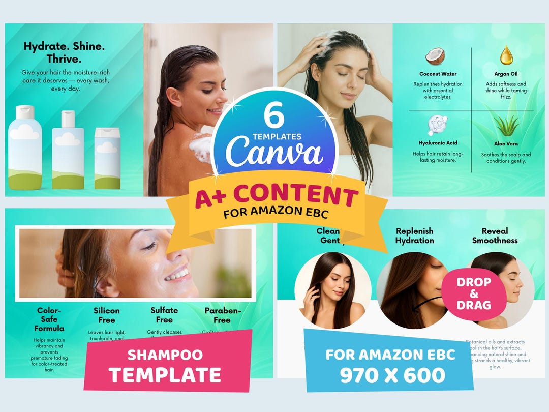 Amazon EBC A+ Content Template | Shampoo Product Branding | 970×600 ...