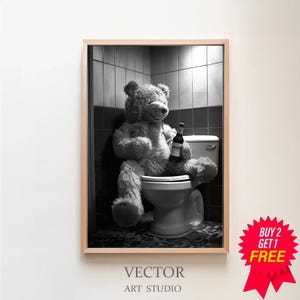 Ted Movie poster, Funny Poster Art, Bathroom Wall Art, Black and White, Funny Wall Art, Digital Download
