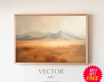 Mountain Landscape Frame TV Art, Neutral Abstract Tv Art, Rustic Scenery Screensaver, Moody Minimal Oil Painting