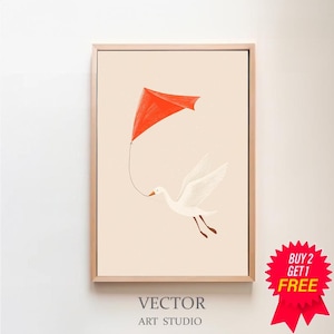 Silly Goose Wall Art, Cute Goose Poster, Beige Nursery Decor, Farm Animal Printable, Goose Children&#39;s Room, Neutral Kid&#39;s Room Illustration