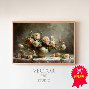 FRAME TV art Pink flowers still life, Dark Moody floral tv picture, tv art Spring, Samsung Frame tv art Mothers Day pink roses