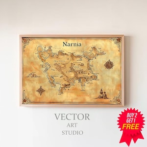 Geschenk Fantasy Home Decor Narnia Karte aus den Chroniken von Narnia: Der Löwe, die Hexe und der Kleiderschrank Illustration Kunstdruck Wandkunst