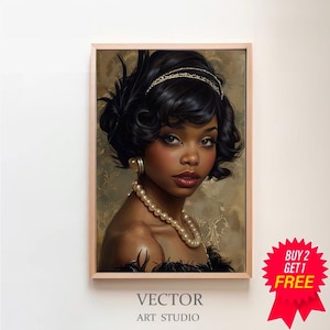 Vintage Portrait Flapper Girl | 1920s Subculture | Printable Art | Black Female | Fine Art | Digital Download | Black Flapper Girl