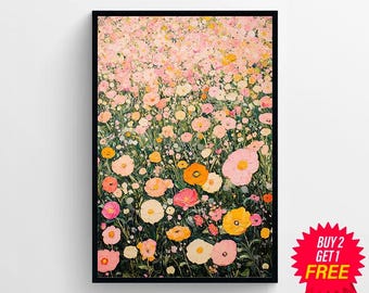 1art1 Gustav Klimt Poster 'Blumengarten' – Leinwandbild 80x60 Cm, Auf Keilrahmen, Made In Germany