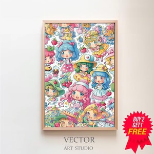 Fruits Girl Crew Stacked Seamless Art | Digital Download