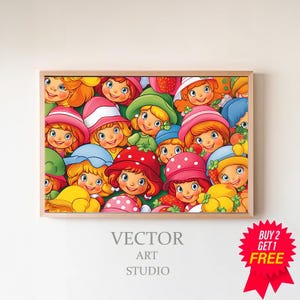Fruits Girl Crew Stacked Seamless Art, Digital Download