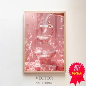Pink Vintage Bar Cart Print Alcohol Cheers Print, Bar Cart Accessories, Champagne Glass Printable Wall Art Preppy Wall Decor Bar Cart Signs