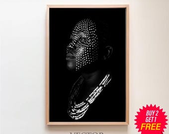 schwarze Kunst, schwarz-weiße Wandkunst, afrikanische Kunst, druckbare Kunst, extra große Wandkunst, digitale Wandkunst