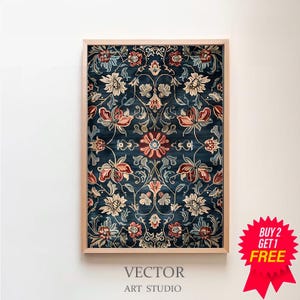 Antique Textile Wall Art - Vintage Tapestry Digital PRINTABLE- Rug Pattern Wall Art - Eclectic Art Print - Modern Farmhouse Wall Decor