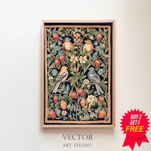 Strawberry Thief, William Morris Print, Exhibition Poster, Textile Wall Art, Large Wall Art Canvas, Art Nouveau Print