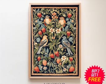 Strawberry Thief, William Morris Print, Exhibition Poster, Textile Wall Art, Large Wall Art Canvas, Art Nouveau Print