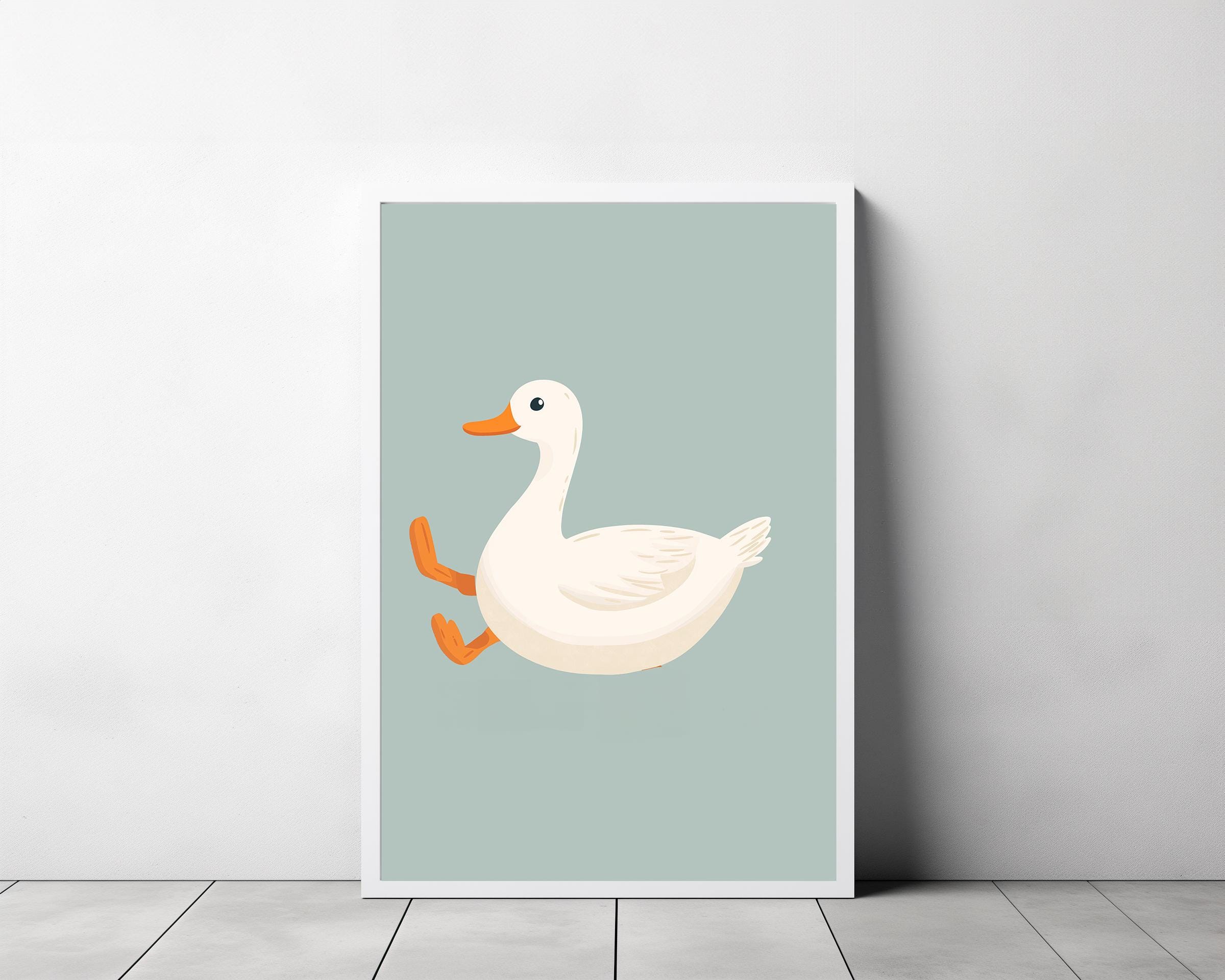 Silly Goose Wall Art, Cute Goose Poster, Dark Blue Boy Nursery Decor ...