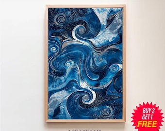 抽象的なデニムのウォールアートプリント：ジーンズ愛好家のための