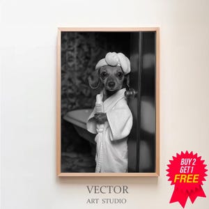 Dachshund Art, Bathroom Art Print, Dachshund Photo, Bathroom wall art, Digital Download, Funny Bathroom Wall Decor