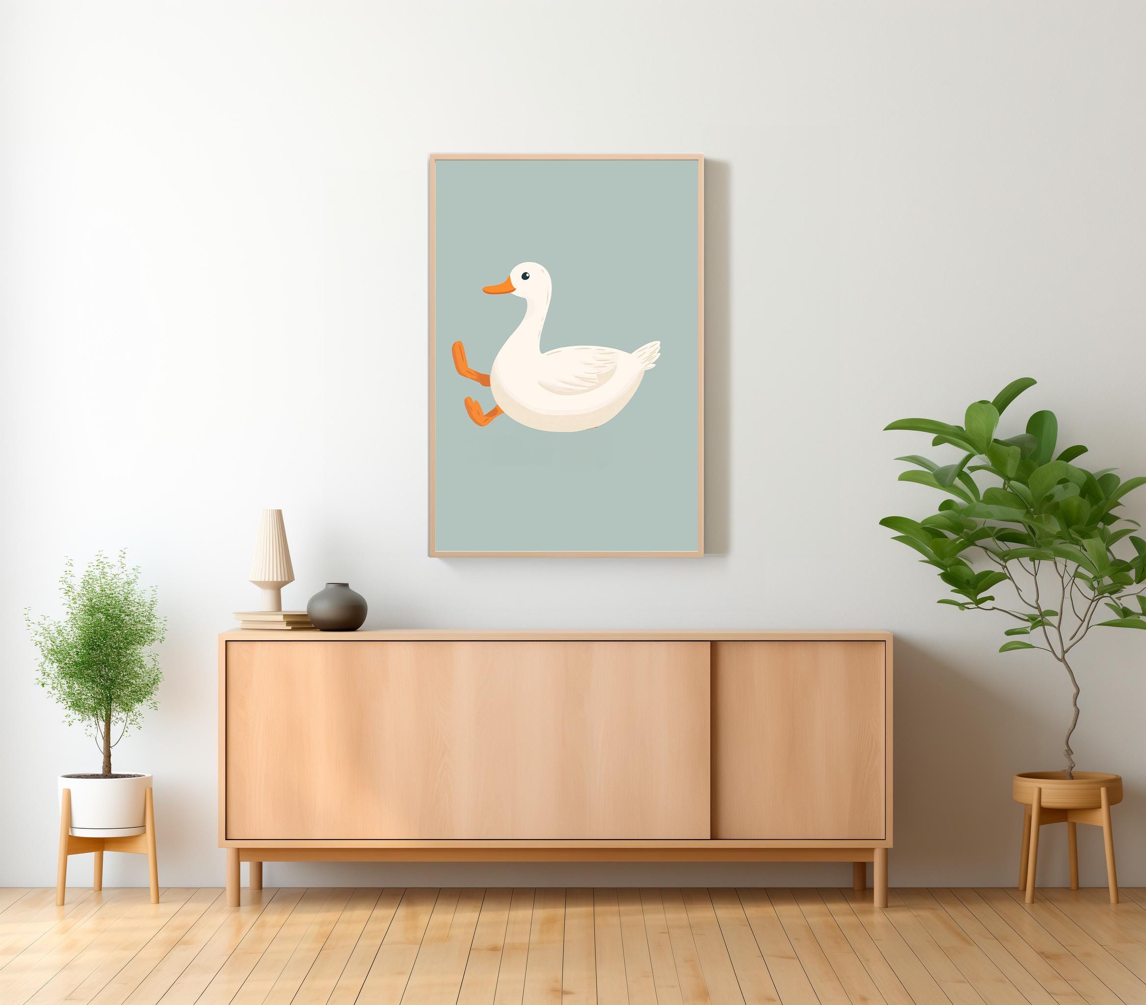 Silly Goose Wall Art, Cute Goose Poster, Dark Blue Boy Nursery Decor ...