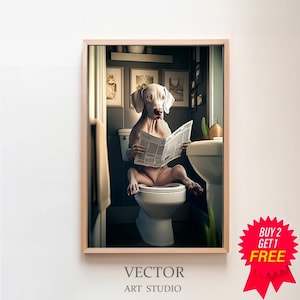 Weimaraner auf der Toilette, Badezimmer Bilder, Digitaler Download, Weimaraner Bild Bad,Hund Geschenk, Wanddeko Badezimmer,Funny Dog Picture