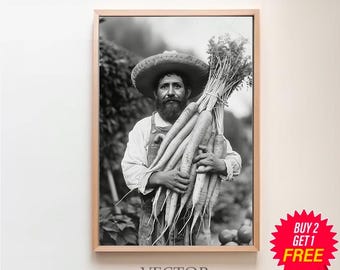 Vintage Mexican Print Retro Mexico Wall Art  Digital Download Mexican Farmer Photography Print Mexico Kitchen Poster Instant