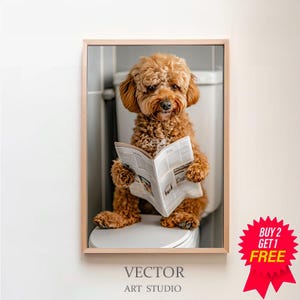 Cockapoo Wall Art, Funny Bathroom Decor, Cockapoo in Toilet, Animal in toilet, Petshop Art, Printable Digital Download, Dog Art, Dog Gift