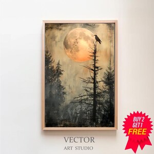 Impresión digital de puesta de sol de Halloween Impresión de Halloween para decoración de Halloween Arte imprimible de temporada espeluznante Descarga digital