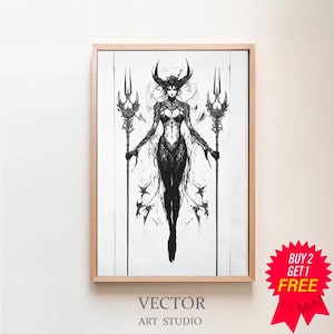 Goddess Kali Maa Art, Hindu Goddess of Death and Darkness, Art Nouveau Print, Divine Feminine Art, Hindu Art, Mystical Print, Dark Goddess