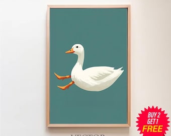 Silly Goose Wall Art, Cute Goose Poster, Dark Blue Boy Nursery Decor ...