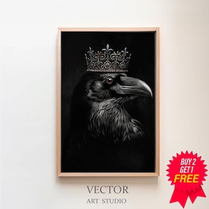 Impresión de King Crow, póster vintage, impresión de póster artístico, cuervo victoriano gótico, academia oscura