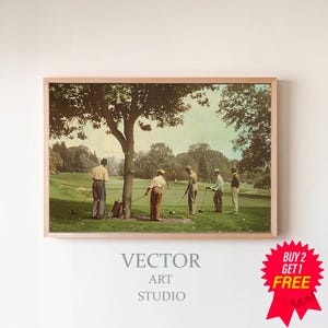 Golf Vintage Painting Landscape Art Print | Vintage Golf Course Wall Art | Downloadable Printable Wall Decor | Golf Fan Gifts