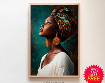 African woman art, Black woman art, Black art prints, wall art, Painting print, Extra large art, Gallery Wall Art, Digital prints