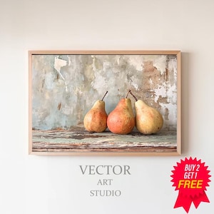 Rustic Still Life Wall Print Moody Fruit Print Kitchen Printable Vintage Painting Fruit Still Life Painting Fruit Pears Printable Wall Art