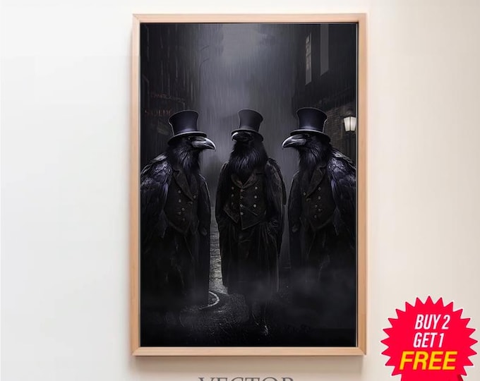 A Murder Of Crows Gothic Painting Crow Wall Decor Animal Art Dark a-murder-of-crows-gothic-painting-crow-wall-decor-animal-art-dark