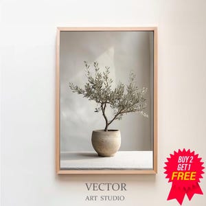 Olive Tree in Vessel Painting, PRINTABLE ART, Vintage Botanical Art | Muted Toned Art | Digital Download