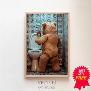 Ted Movie poster, Bathroom Wall Art, Funny Wall Art, Teddy Bear, Digital Download