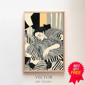 Contemporary Art Black and White Striped Digital Print, Reflective Wall Art for Modern Decor, Digital download, Abstract Wall Art