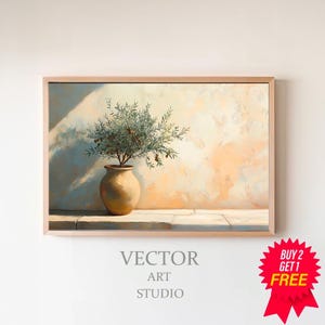 Olive Tree in Aged Vase Painting | PRINTABLE ART | Vintage Botanical Art | Digital Download