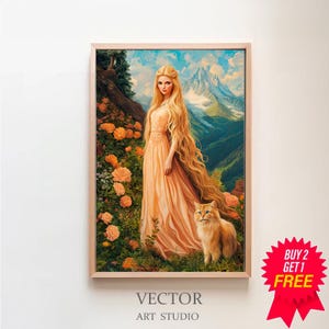 Freyja Digital Art - Goddess of Love, Beauty, War, Fertility, Norse Goddess, Freyja Painting, Freyja Wall Art, Instant Download, Witchcraft