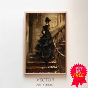 Victorian Lady Art Print, Vintage Poster, Art Poster Print, Dark Academia, Gothic Victorian, Haunted Mansion, Digital Download