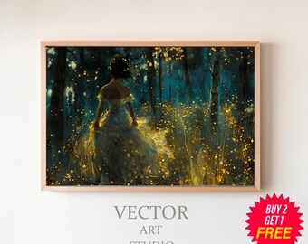 Fairies Witchy Vintage Wall Art Printable, Moody Wall Art Downloadable, Dark Cottagecore, Sage Green Wall Art, Girly Whimsical Wall Art