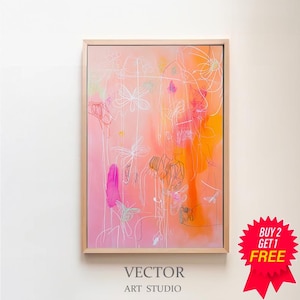 Abstract Giclee Wall Art, Colorful Butterfly Art, Large Oil Painting Oversize Abstract Art, Mid Century Modern Original Art Print