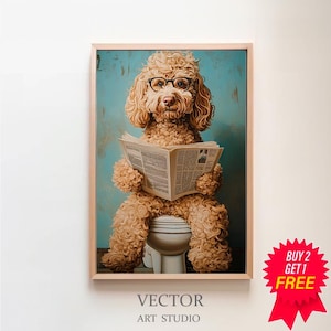 Goldendoodle auf Toilette, Badezimmer Bild, Goldendoodle Geschenk, Funny Picture, Einrichtung Ideen Badezimmer, Pets Gifts, Wall Art Prints