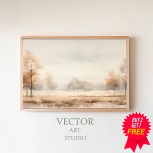Summer Sunset Landscape Painting Frame TV Art, Easter Watercolour TV Decor Vintage Style Spring Country Muted Scenery Screensaver