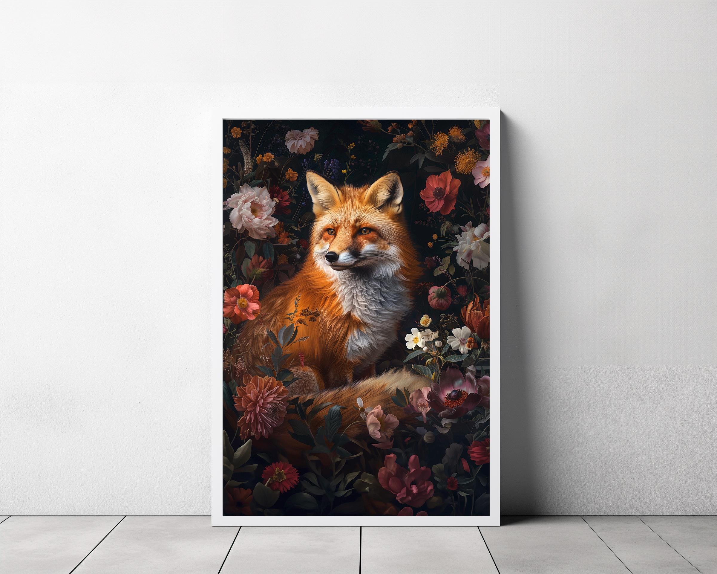 絵画 FOXYDEEP 5 Fox in Deep Magic Forest Core Dark Cottagecore Academia Floral