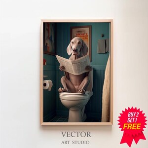 Weimaraner auf der Toilette, Badezimmer Bilder, Digitaler Download, Weimaraner Bild Bad,Hund Geschenk, Wanddeko Badezimmer,Funny Dog Picture