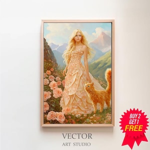 Freyja Digital Art - Goddess of Love, Beauty, War, Fertility, Norse Goddess, Freyja Painting, Freyja Wall Art, Instant Download, Witchcraft