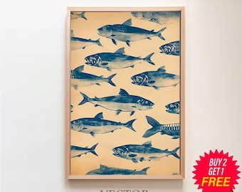 Plakat z sardynkami, sztuka ścienna z sardynkami w stylu retro, wydruk z rybą, wydruk z kuchnią w stylu retro, sztuka ścienna z kuchnią, sztuka ścienna z rybą, sztuka ścienna z kuchnią, wystrój retro