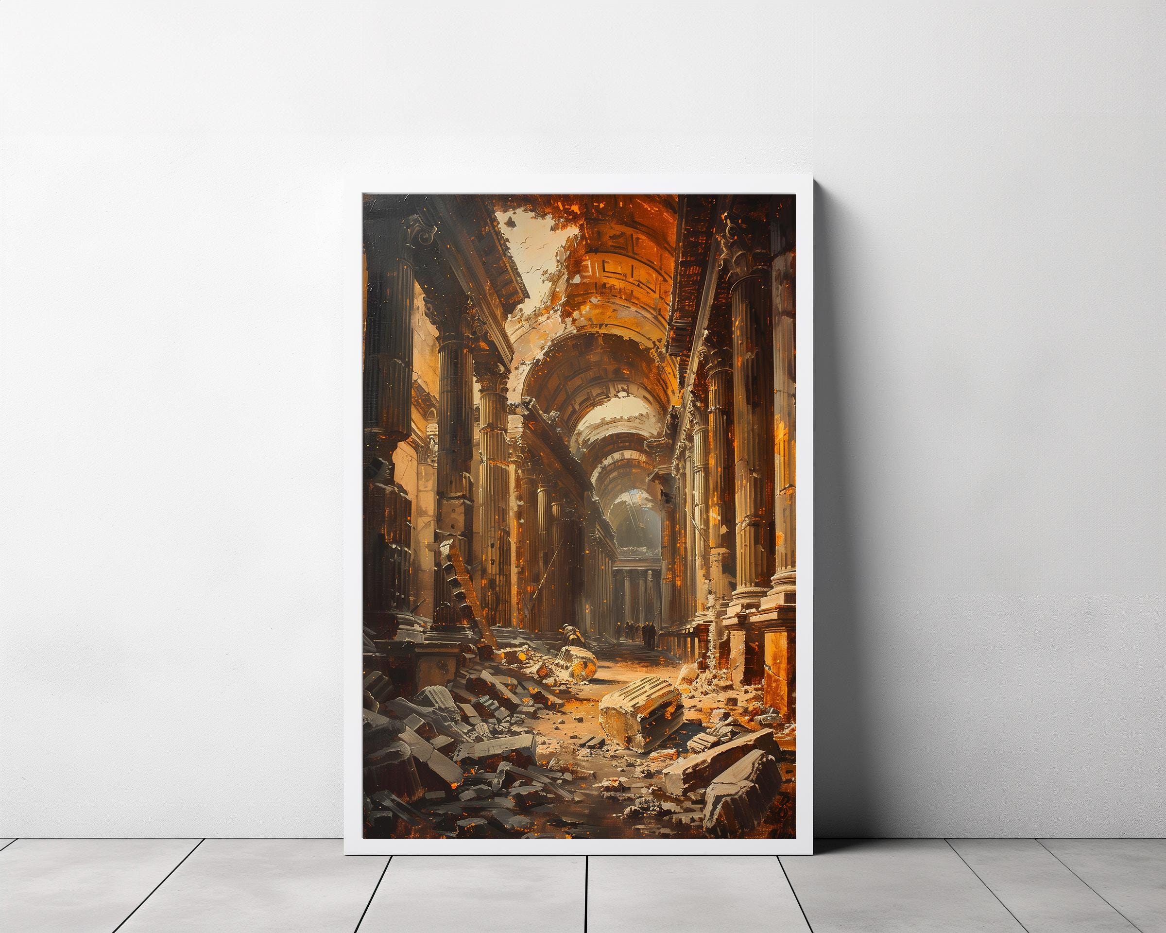 Roman Artwork the Old Temple by Hubert Robert, Italian Ruins Roman Artwork the Old Temple by Hubert Robert, Italian Ruins